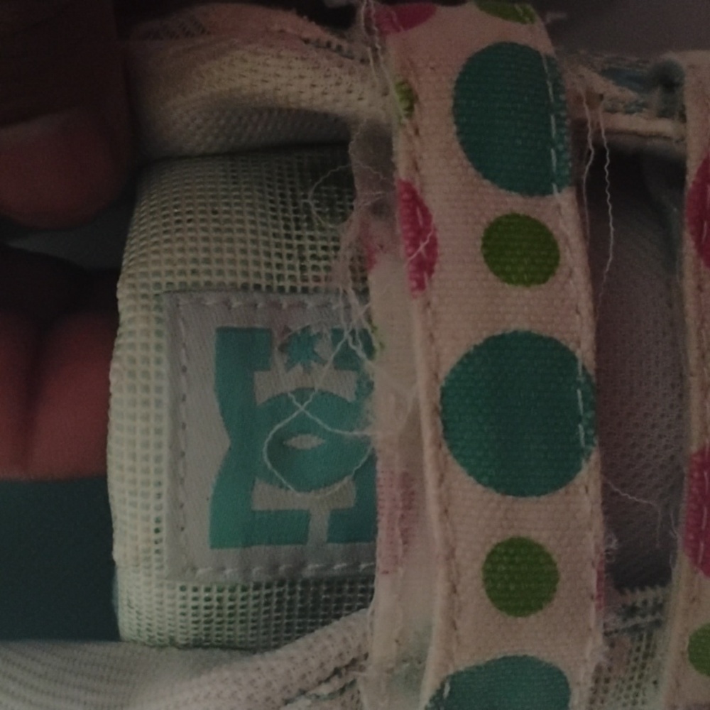 DC  Sneakers - Cream, Green, and Pink Polka Dots - Picture 6 of 11